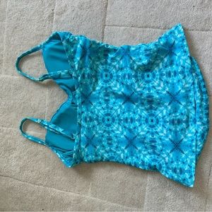 Blue and white tie dye bathing suit tankini top